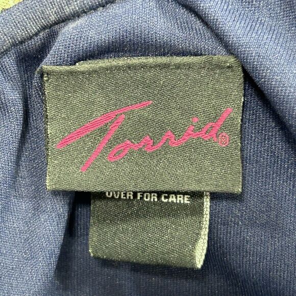 Torrid Dress Women's 1 1X Blue Knee Length One Shoulder Floral Beach Cottagecore - Picture 10 of 13